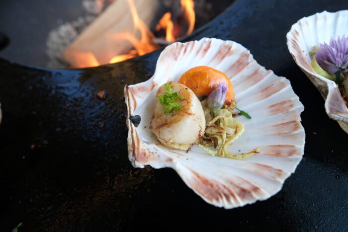 Chique coquilles met venkel en saffraanboter van de BBQ of plancha